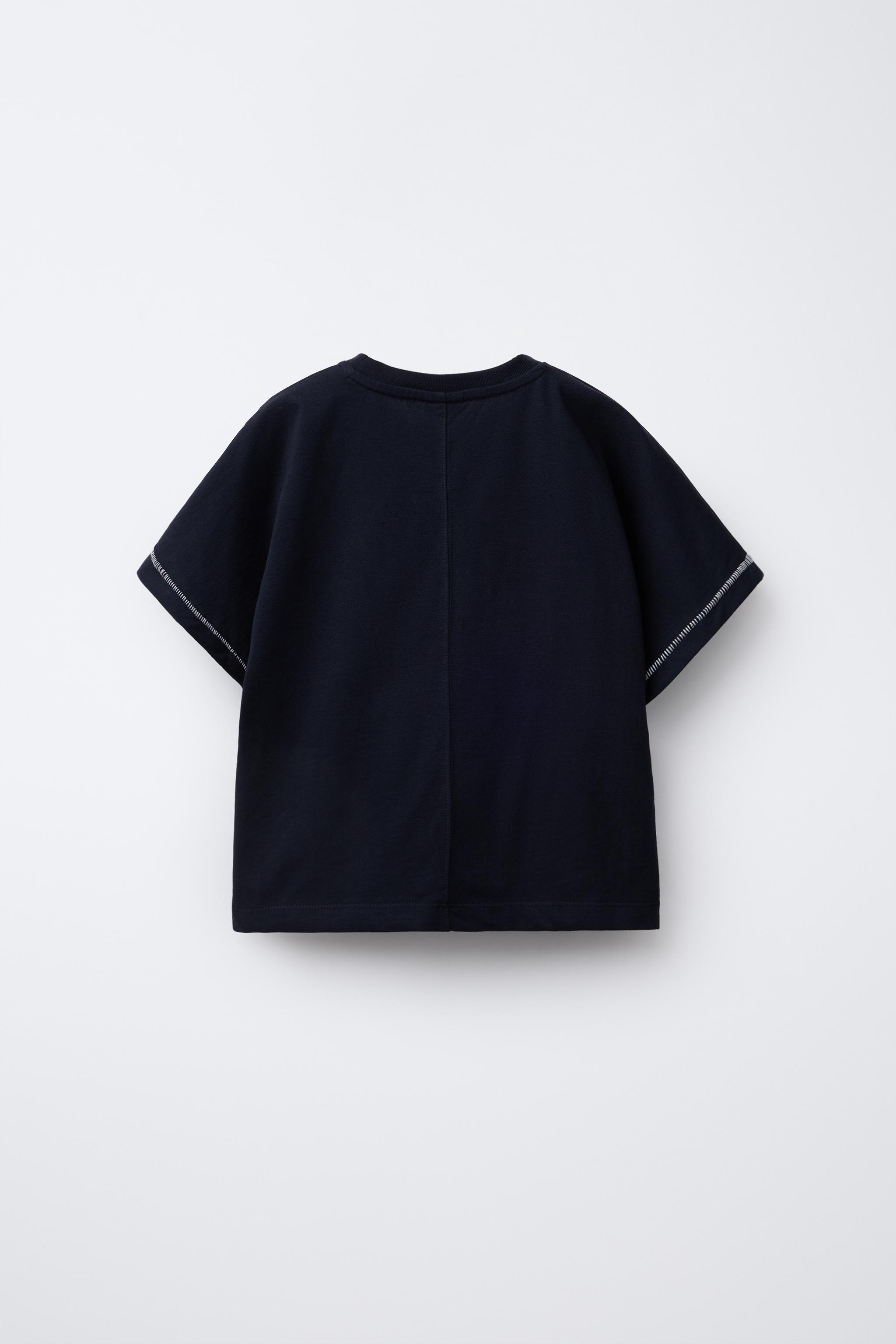 船刺繍Tシャツ - ブラック | ZARA Japan / 日本