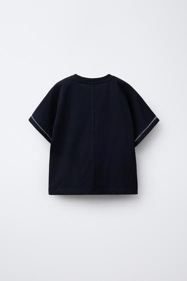 BOAT EMBROIDERY T-SHIRT - Black by Zara - Image 1
