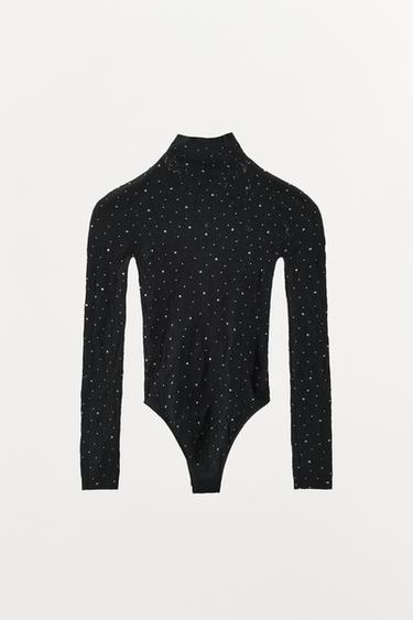 BODY SANS COUTURE EN DENTELLE BRILLANTE - Noir de Zara - Image 4