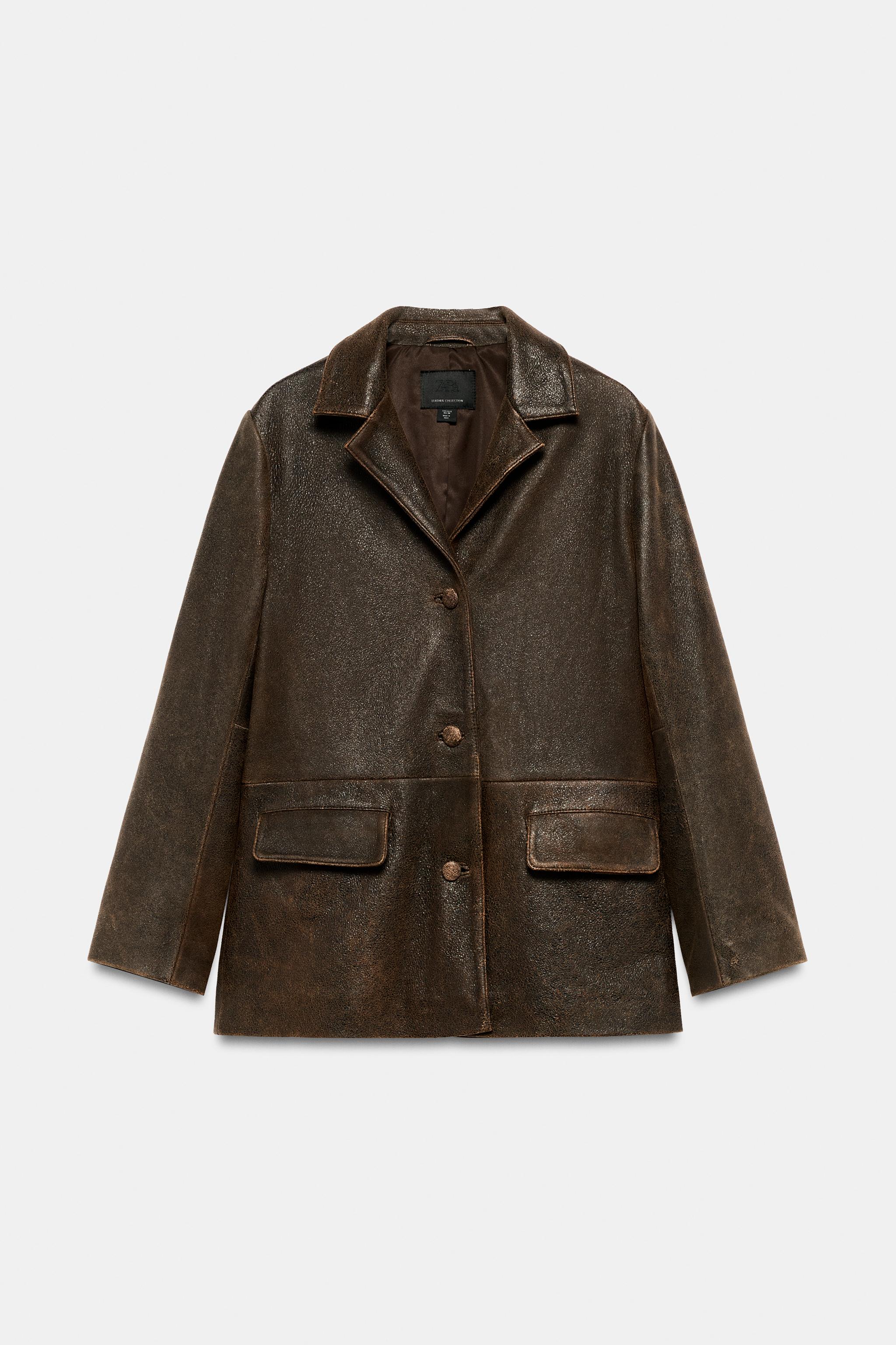 100% レザー ジャケット - ブラウン | ZARA Japan / 日本