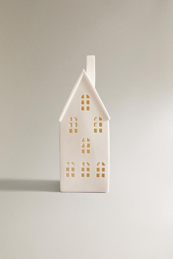 LIGHTUP STONEWARE HOUSE CHRISTMAS ORNAMENT Blanco ZARA Estados