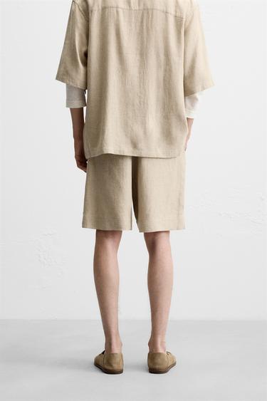 BERMUDA OVERSIZE LIN - VISCOSE - Beige clair de Zara - Image 2
