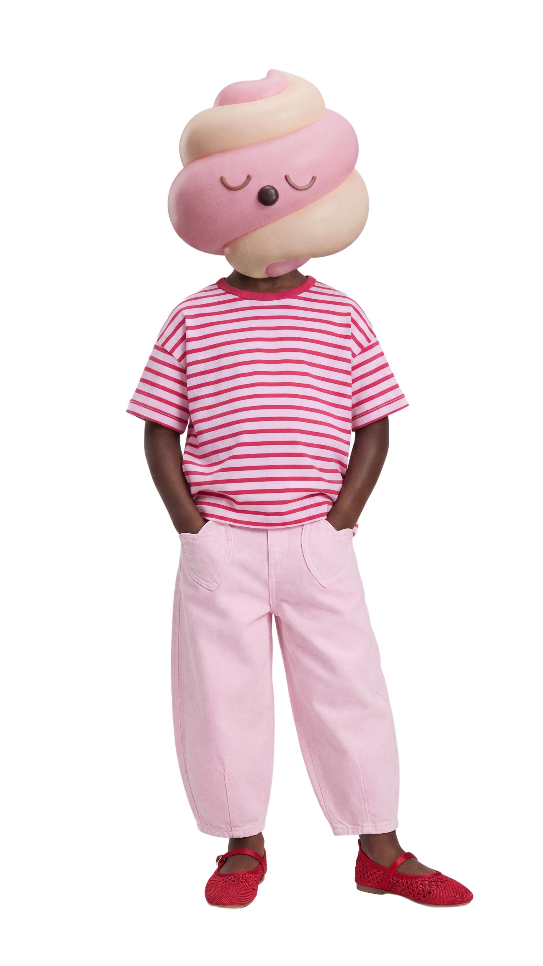 TWILL BAGGY PANTS WITH HEART POCKETS — Pink (alternate view)