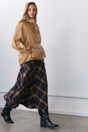 ZW COLLECTION LIMITED EDITION CHECK CAPE SKIRT - Blue by Zara