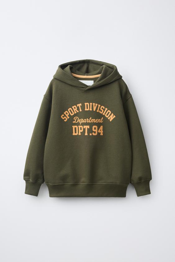 SLOGAN PRINT HOODIE - Mid-green by Zara - Image 0