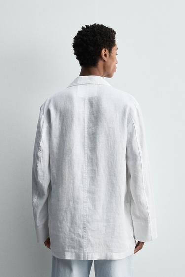 RELAXED FIT LINEN BLAZER - White by Zara - Image 2