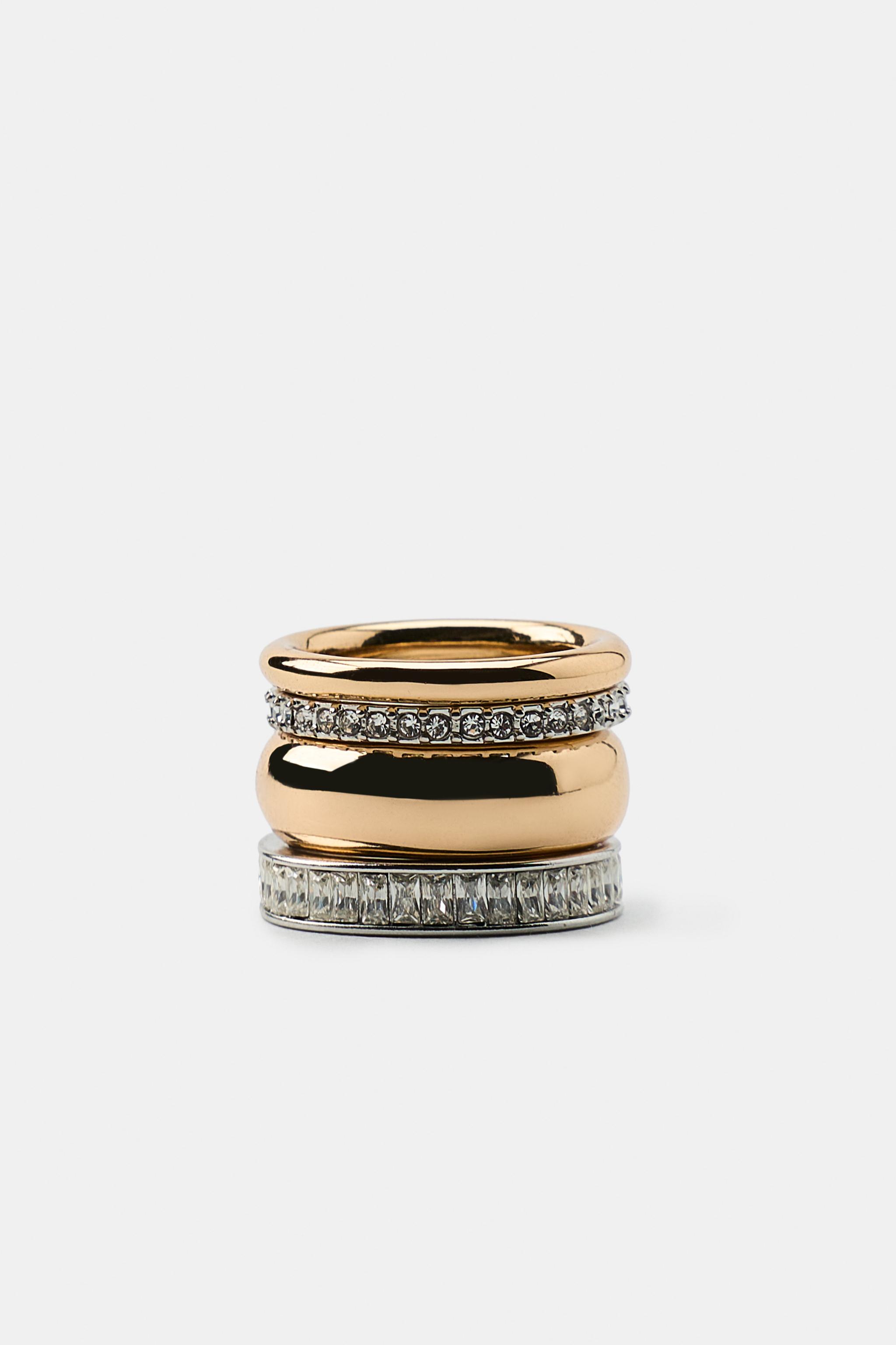 Женские аксессуары Zara RHINESTONE PINKY RING PACK — фото 4