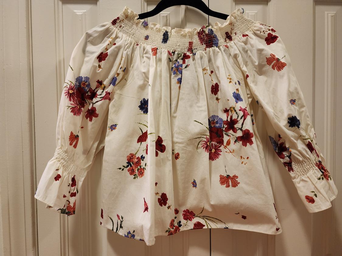 FLORAL PRINT OFFSHOULDER TOP BLOUSE BUTTON FRONT MULTICOLOR - Image 2