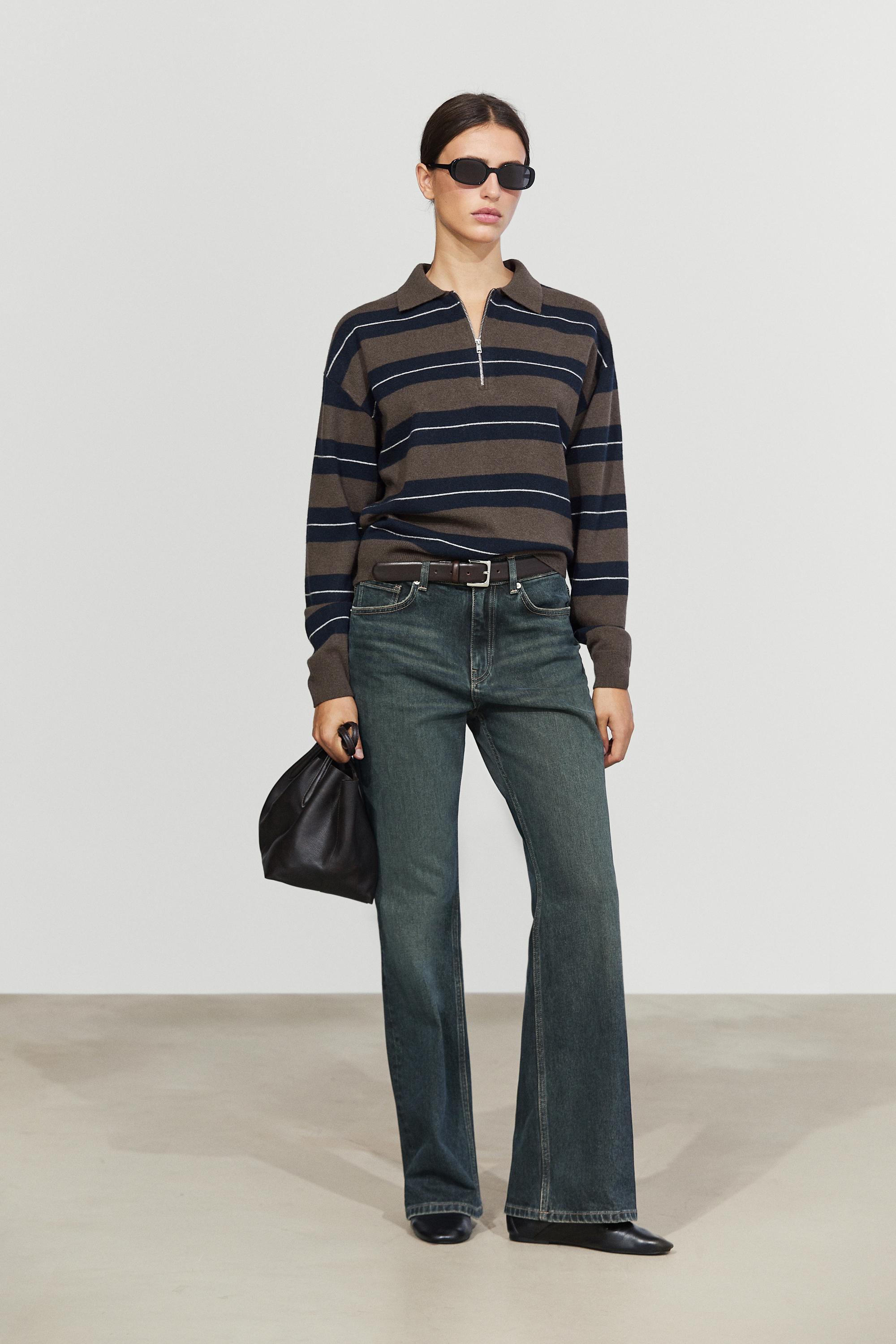 100% wool zip polo sweater