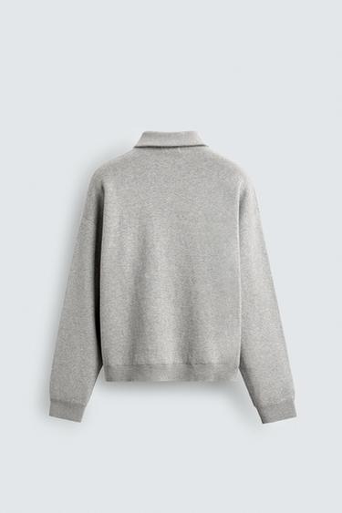 KNIT QUARTER-ZIP POLO SHIRT - Grey marl by Zara - Image 8