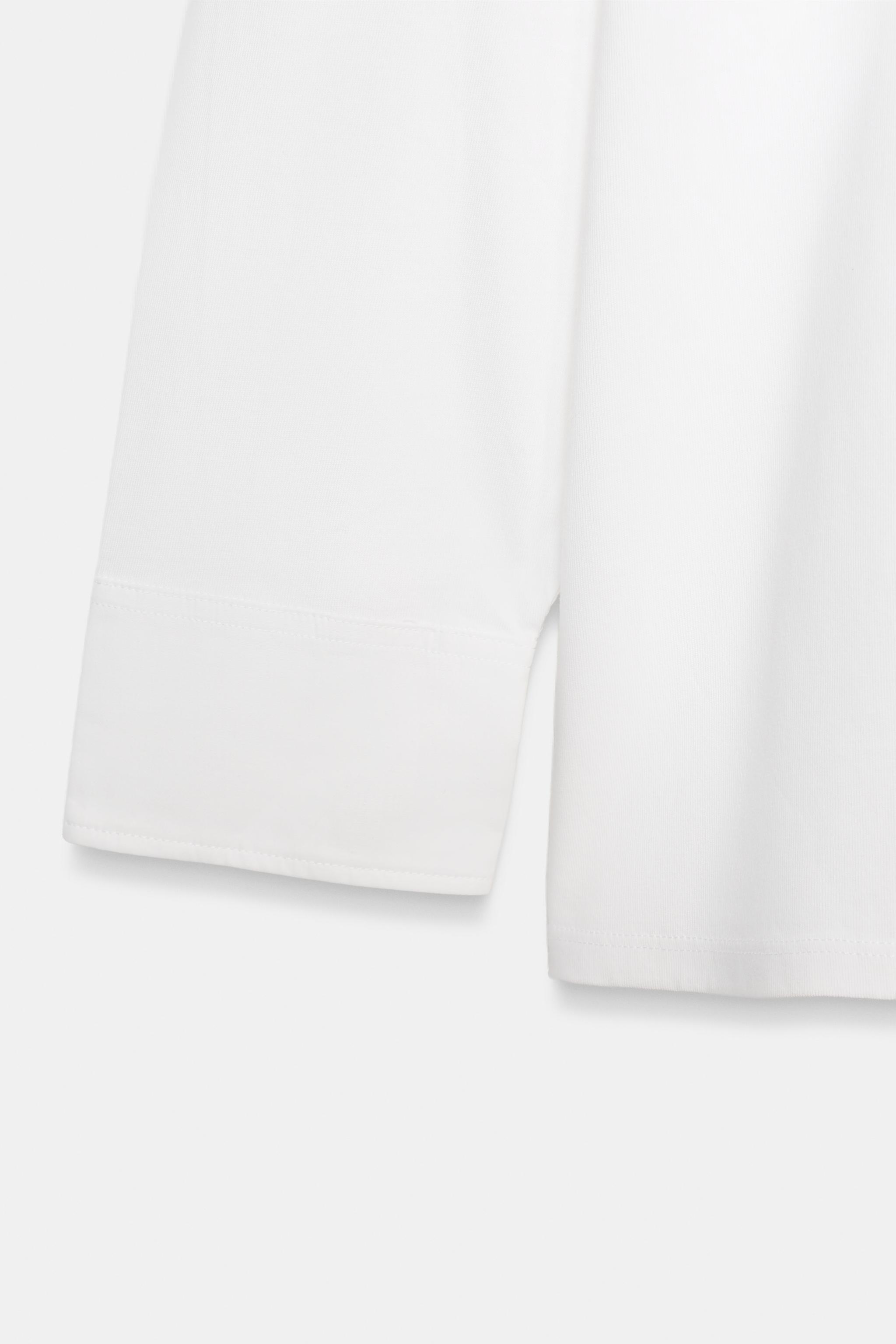 T-SHIRT EN MATIÈRES VARIÉES À MANCHES LONGUES