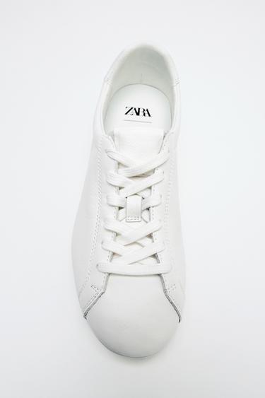 LEATHER SNEAKERS - White by Zara
