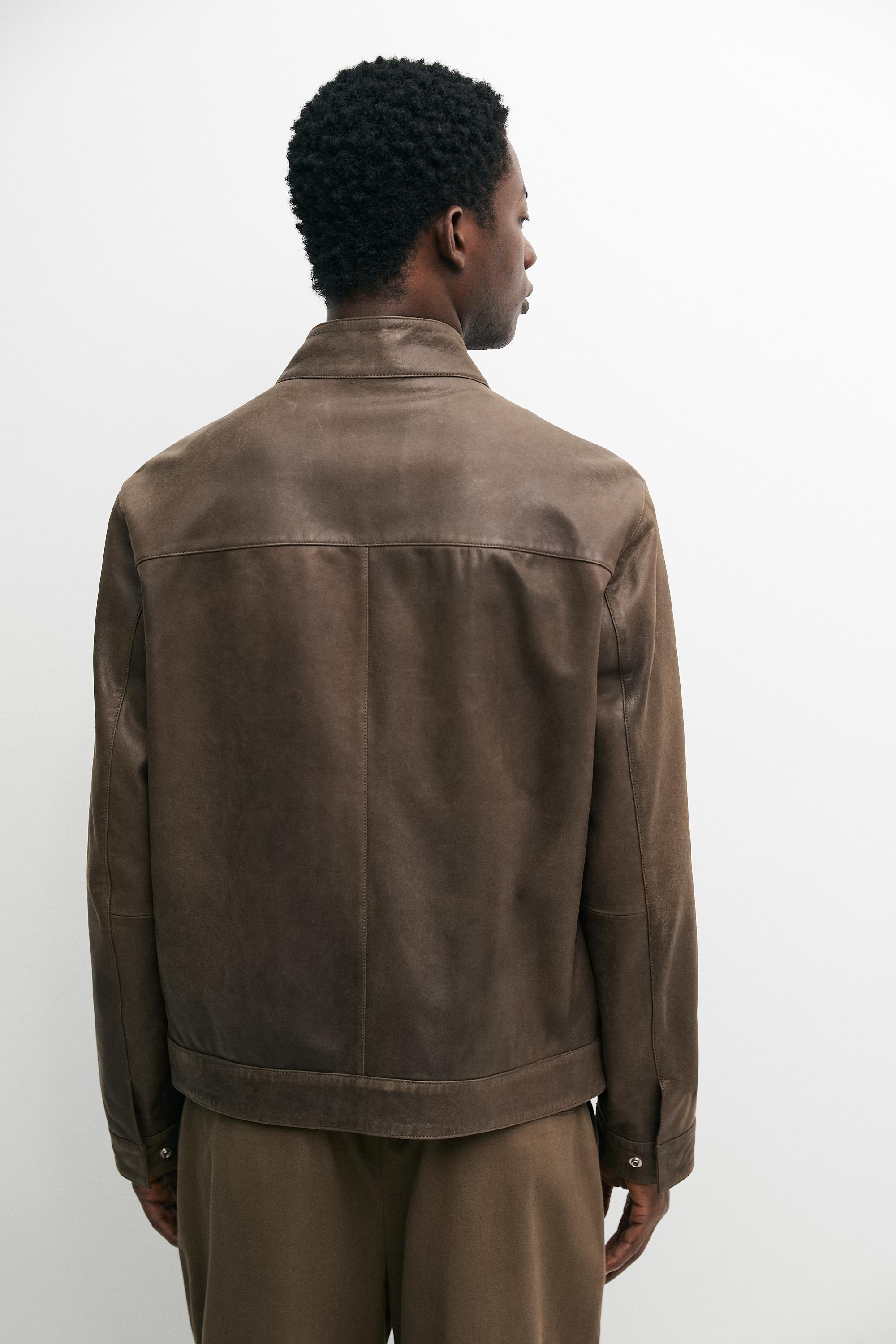 Nappa leather jacket with collar detail