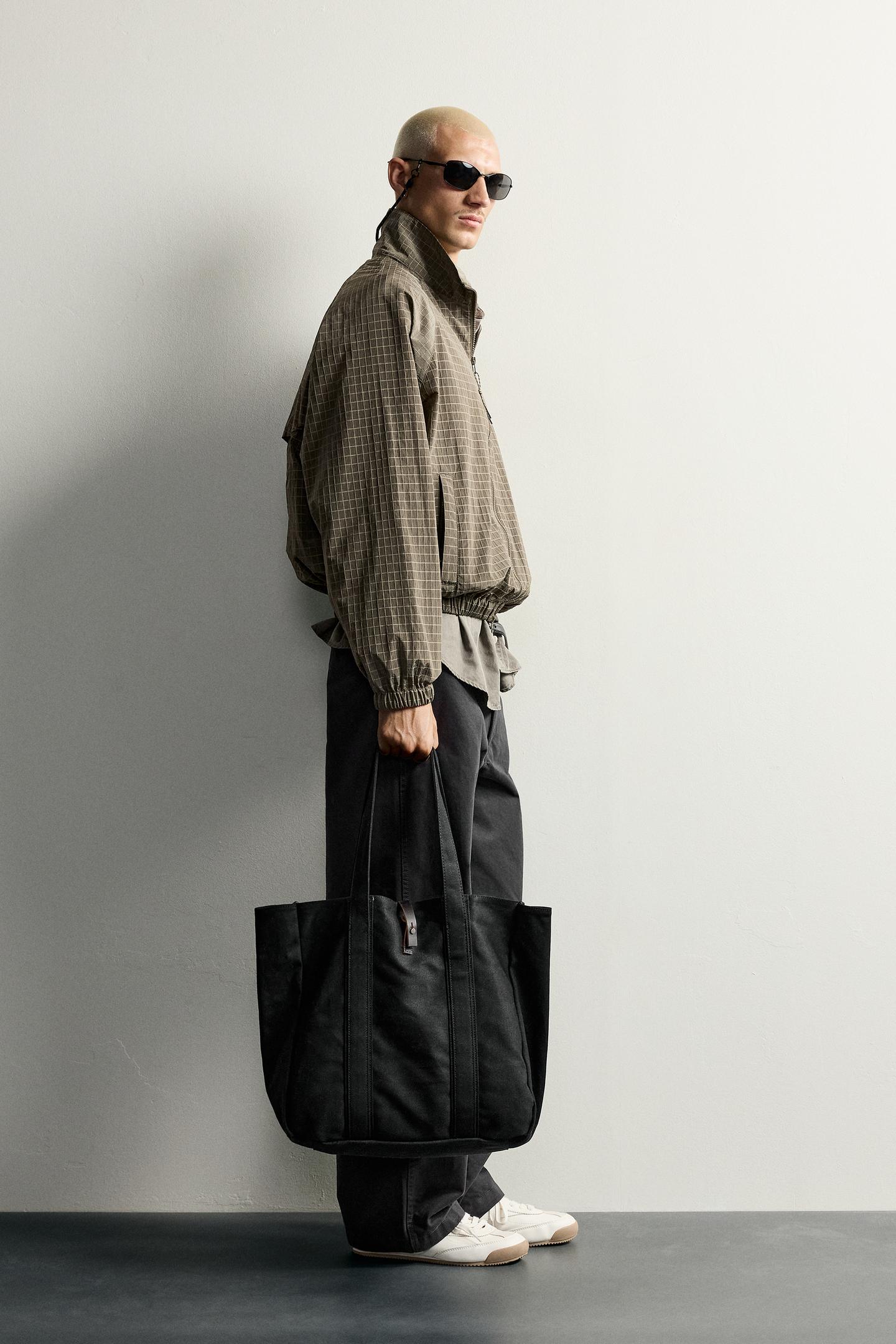 Мужская куртка Zara Check Jacquard Technical, цвет: Хаки — фото 4