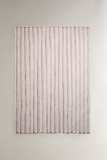 STRIPED COTTON BLANKET - Ecru by Zara - Image 0
