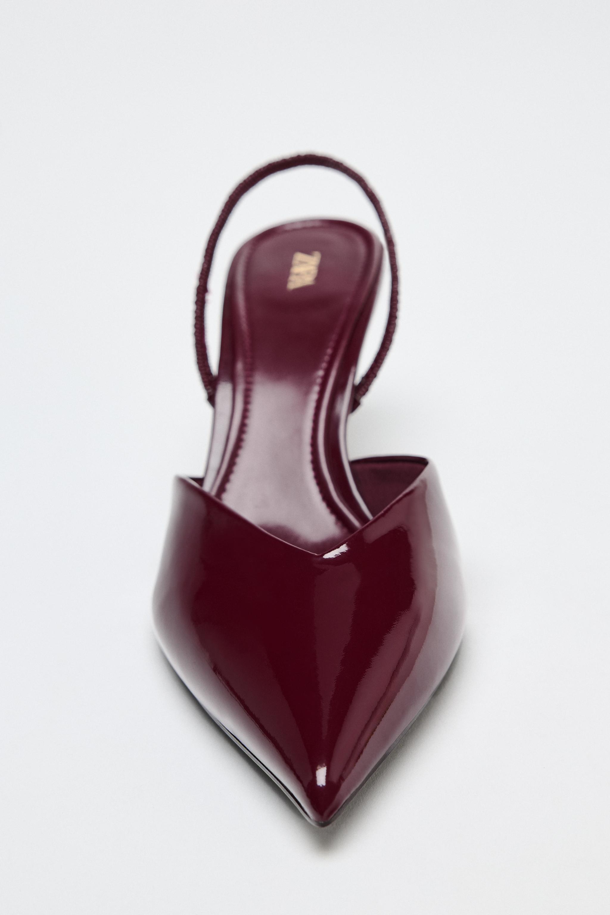 パテント風レザースリングバックシューズ - ボルドー | ZARA