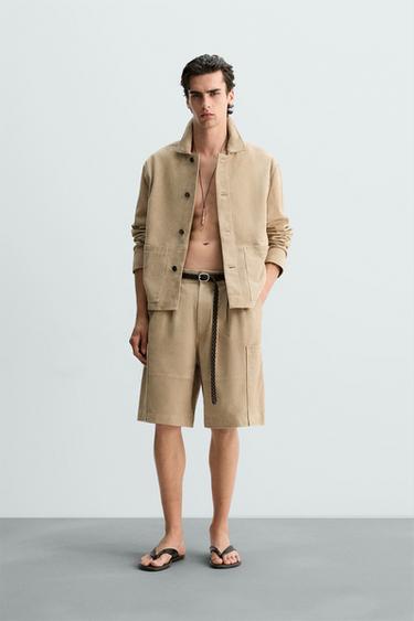 SUEDE LEATHER OVERSHIRT - Sand by Zara - Image 0