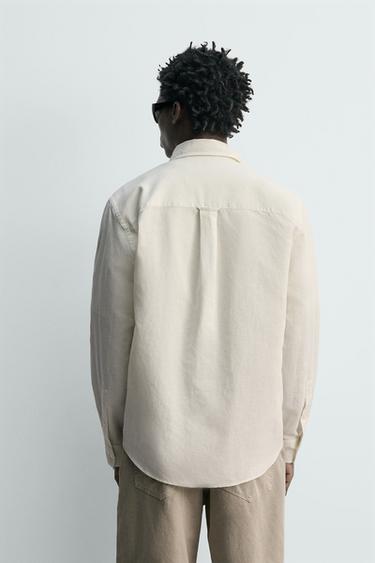 CHEMISE REGULAR FIT CHANVRE ET COTON - Blanc de Zara - Image 2