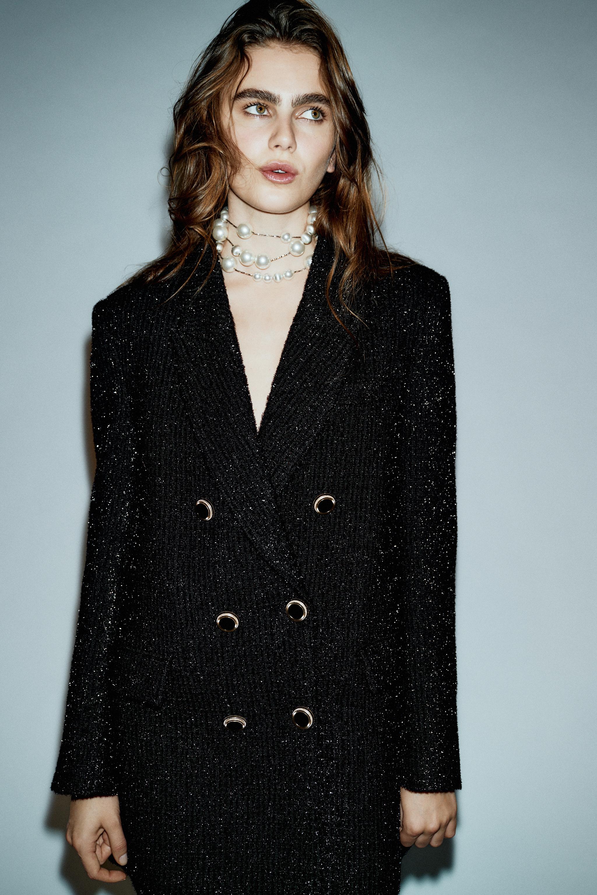 METALLIC THREAD DOUBLE BREASTED BLAZER