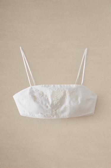 EMBROIDERED TOP - Ecru by Zara - Image 5