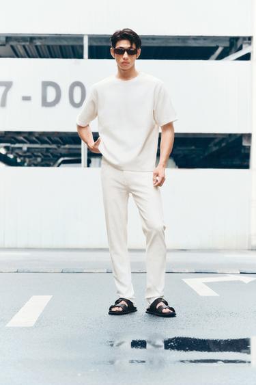 TEXTURED RELAXED FIT T-SHIRT - Oyster-white by Zara
