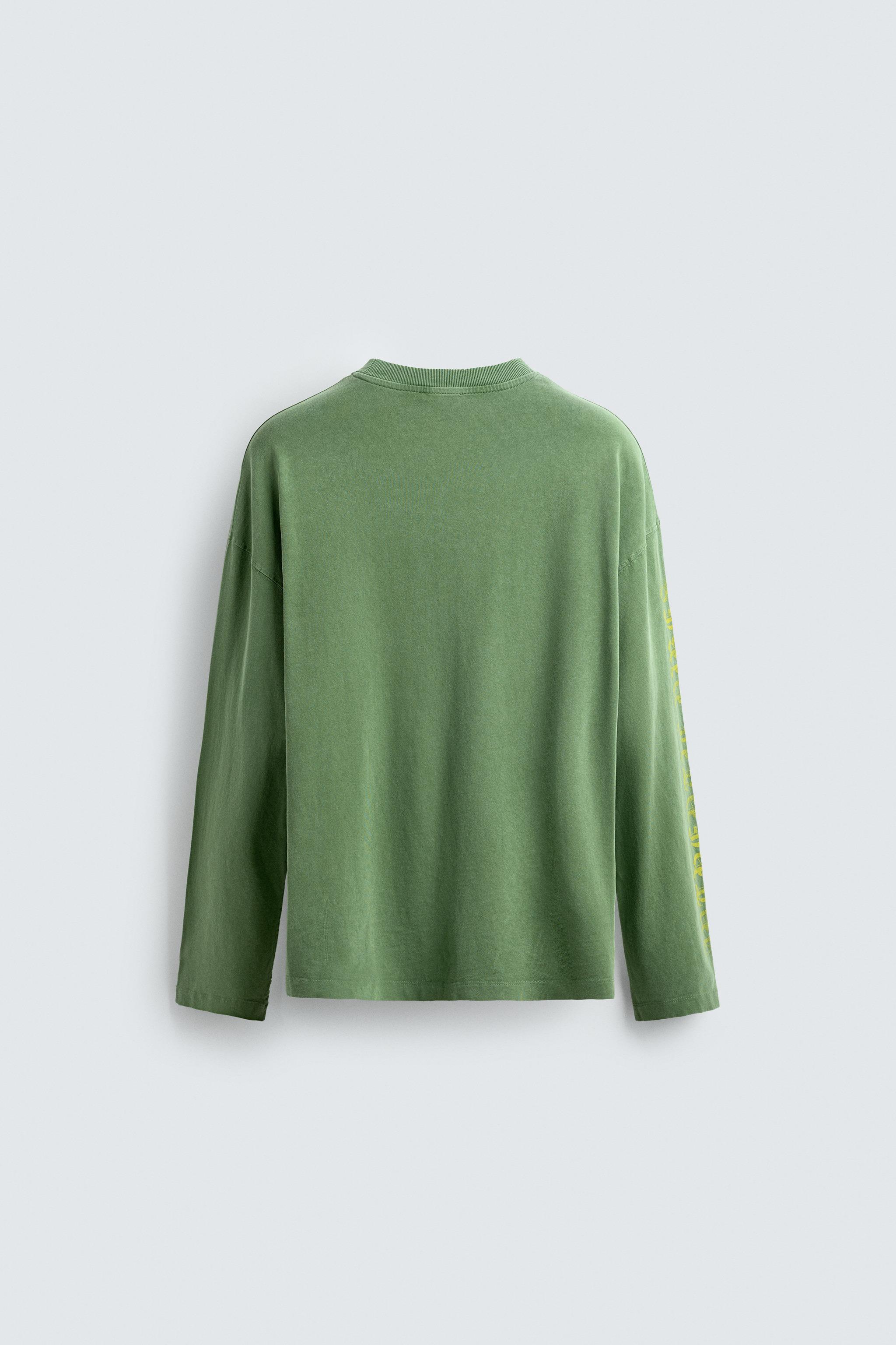 WASHED TEXT T-SHIRT - Light green | ZARA South Africa