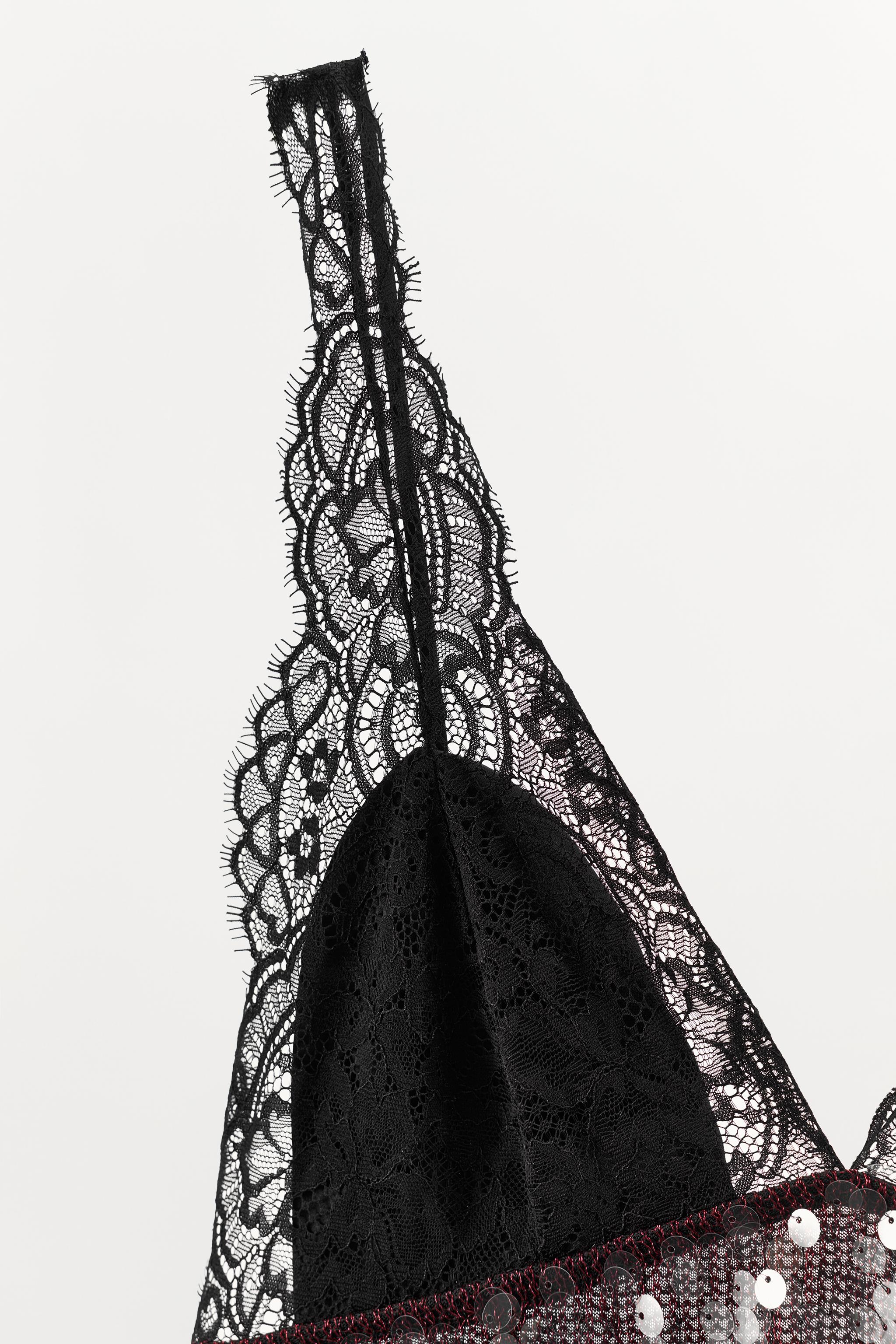 COMBINATION SEQUIN LACE MIDI DRESS