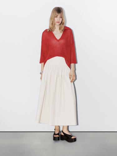 Zara Open-knit sweater with polo collar - Studio - Burnt orange - Image 0