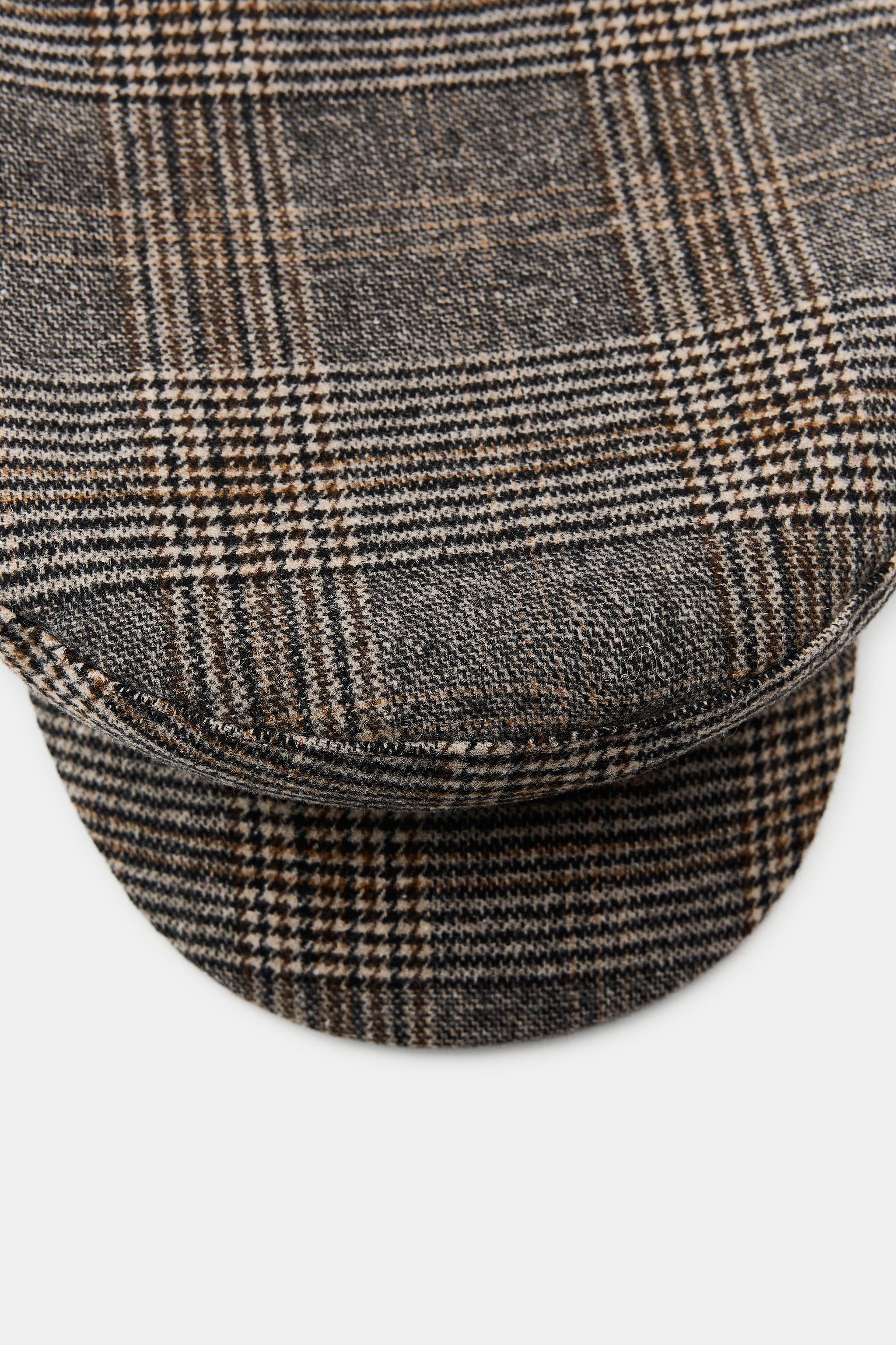 WOOL BLEND PLAID NAUTICAL CAP