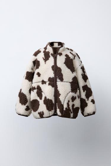 VESTE EFFET MOUTON IMPRIMÉ VACHE - Marron de Zara - Image 0