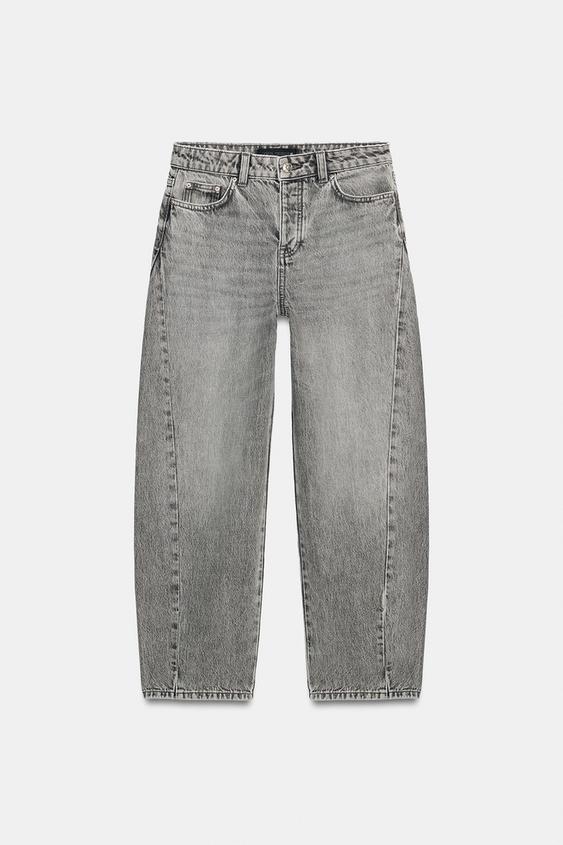 JEANS Z1975 BARREL TAILLE HAUTE COUTURES - Gris de Zara - Image 0