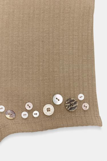 SHORT CÔTELÉ À BOUTONS - Vert olive de Zara - Image 8