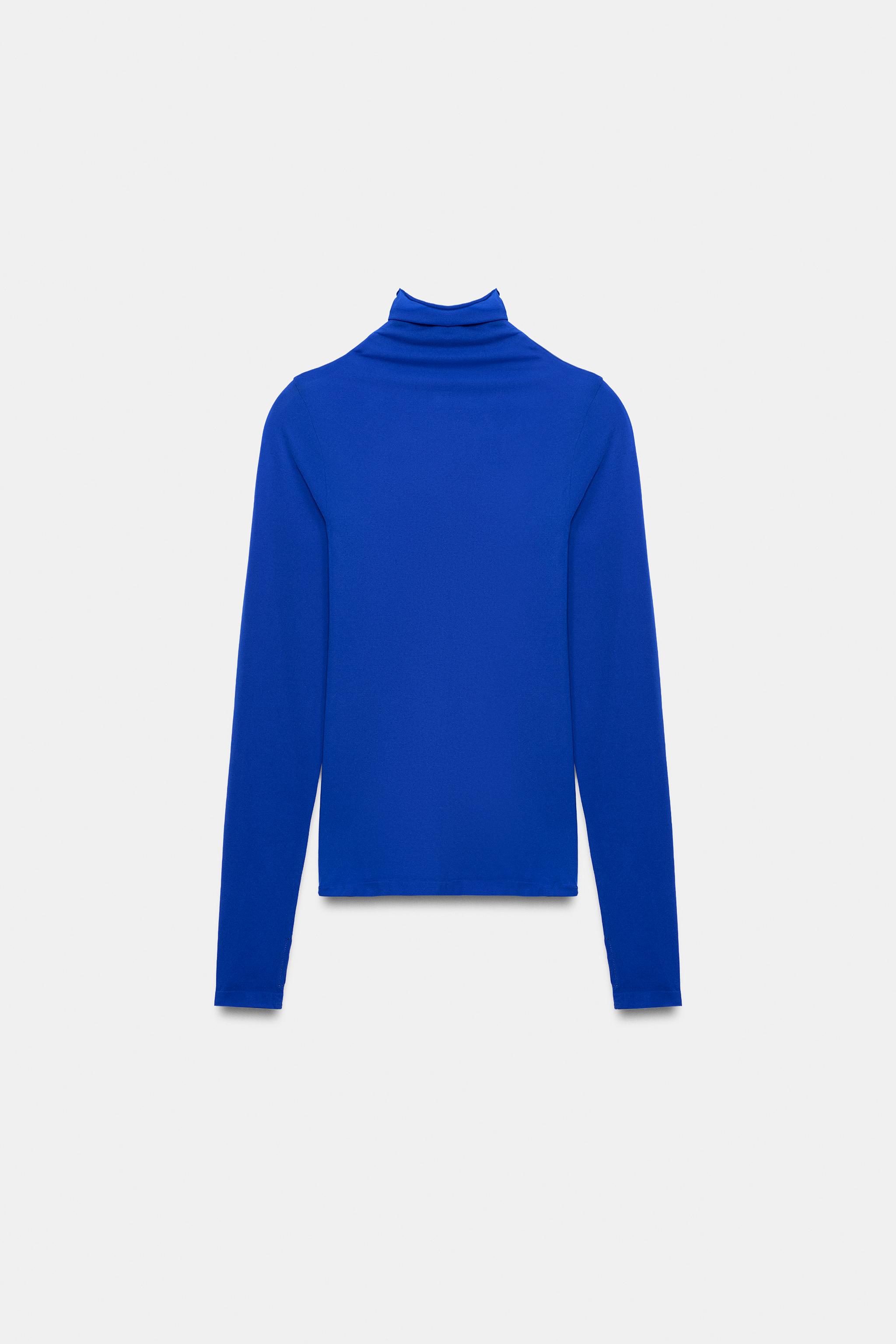 Женские футболки Zara HIGH NECK T-SHIRT — фото 9