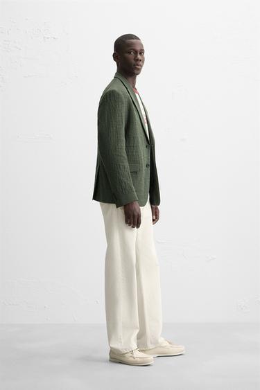 BLAZER PIED-DE-POULE - Kaki de Zara - Image 3