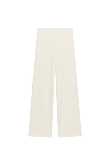 TEXTURED STRAIGHT-LEG TROUSERS - Ecru by Zara