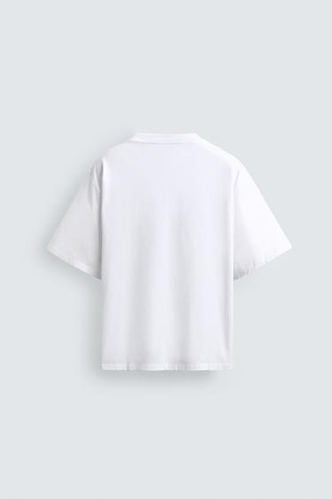 T-SHIRT COUPE AMPLE ÉTIQUETTES - Blanc de Zara - Image 6
