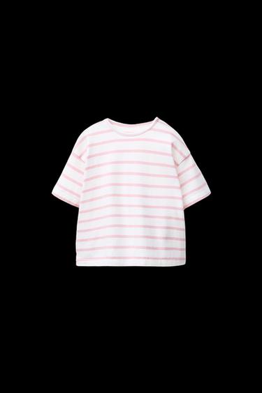 GEWOBENES T-SHIRT MIT STREIFEN - Rosa von Zara - Bild 0