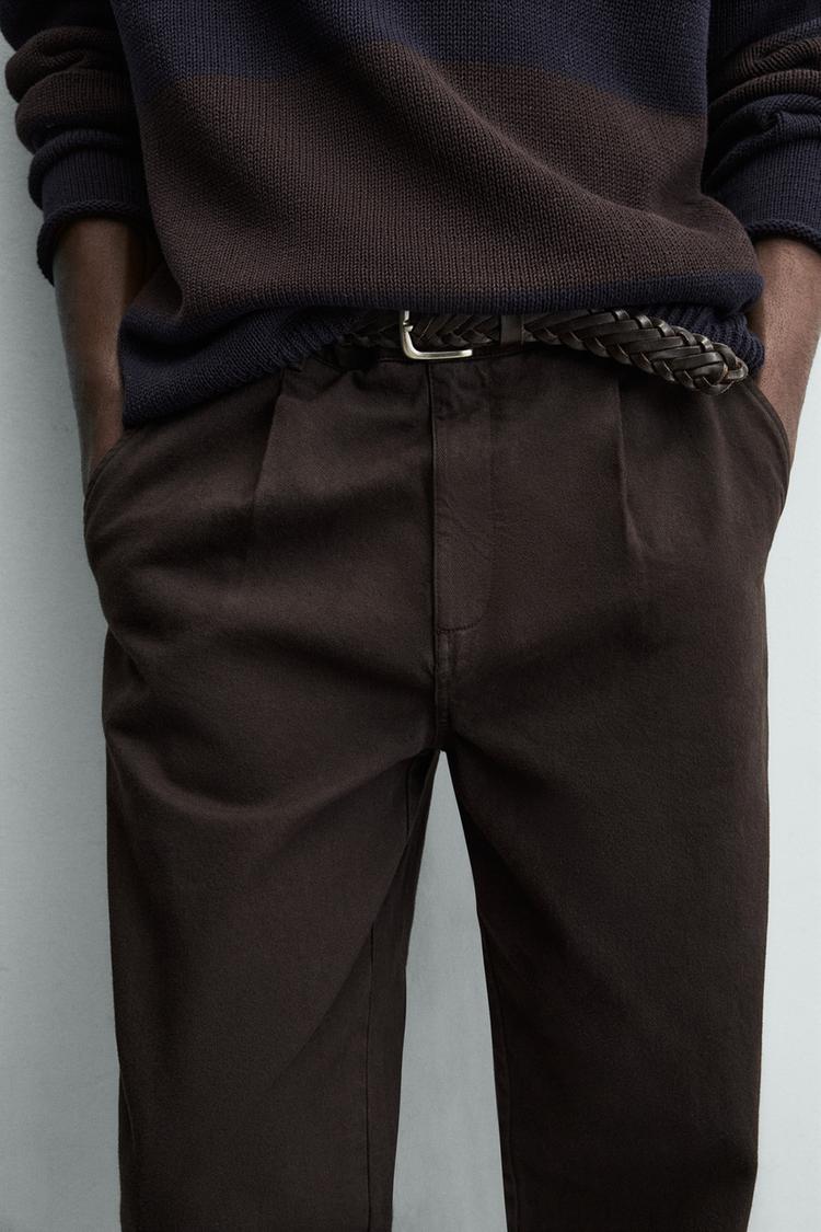 ZARA STRAIGHT-LEG PLEATED TROUSERS