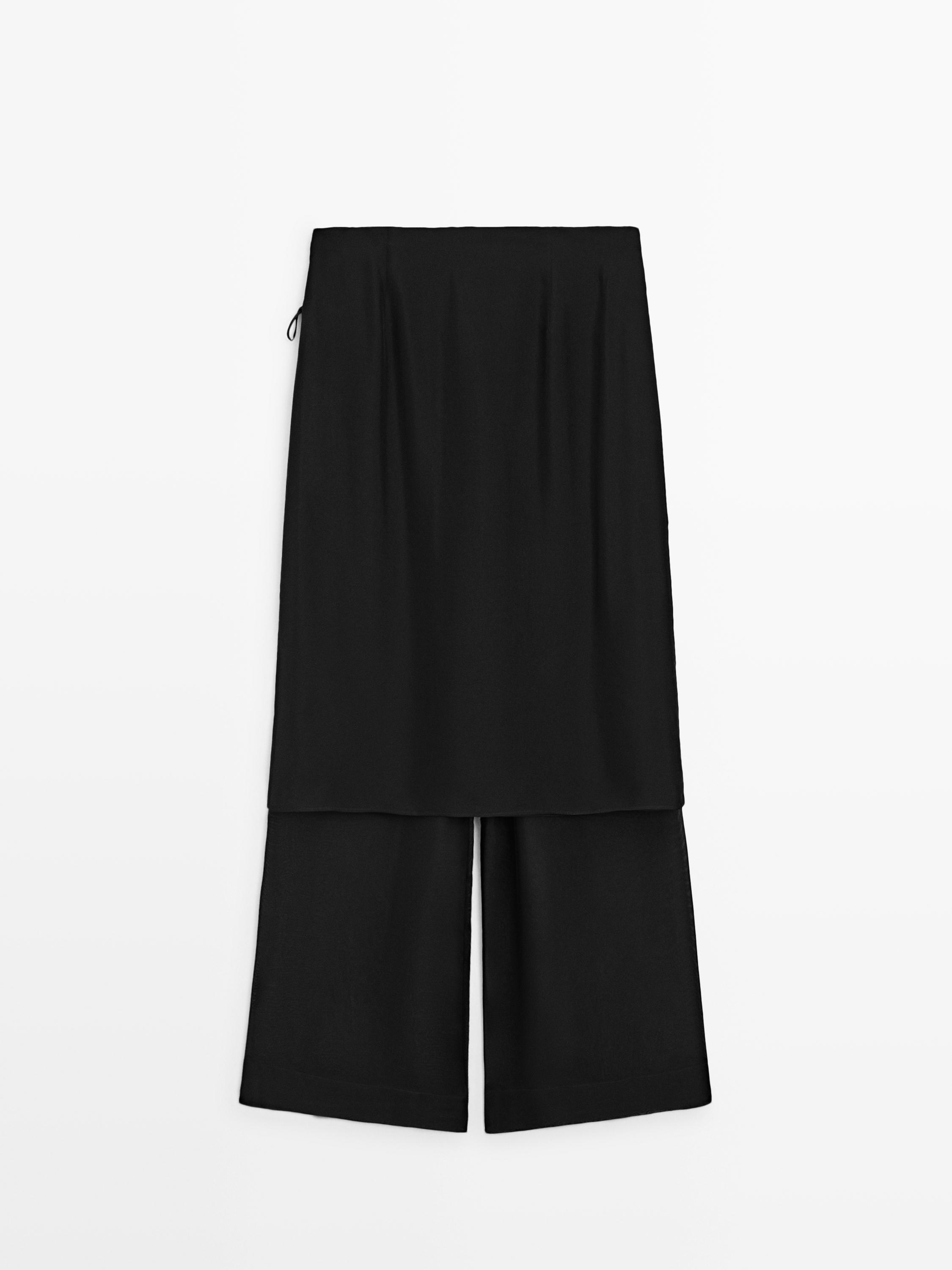Jupe-culotte longue 100 % soie