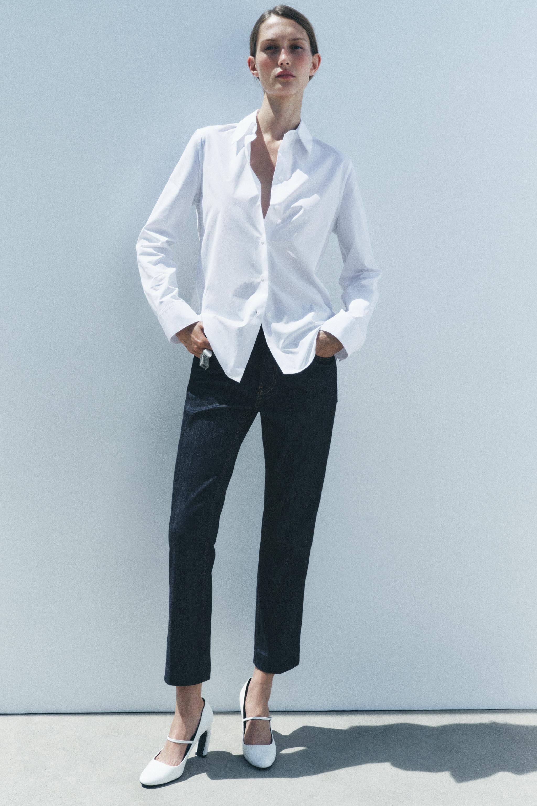 Camisa blanca topos zara online