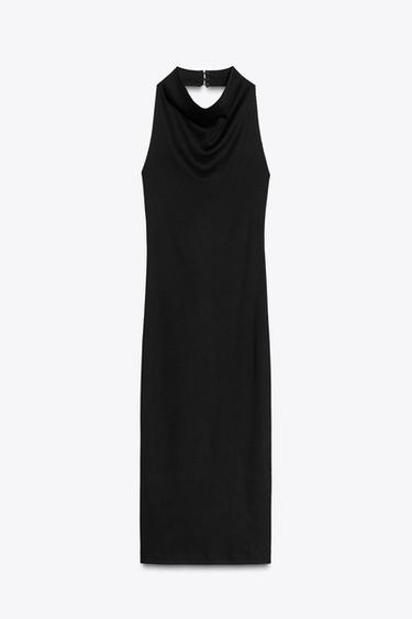 ПЛАТЬЕ МИДИ С ГОРЛОВИНОЙ ХАЛТЕР — ЧЕРНЫЙ от Zara