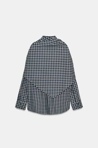 CHEMISE À CARREAUX FOULARD ZW COLLECTION - Bleu marine de Zara - Image 9