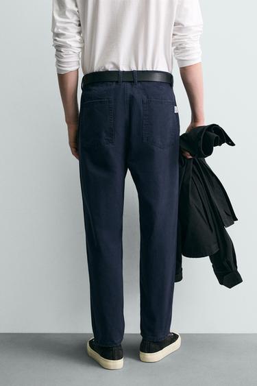 WASHED CARROT FIT TROUSERS - Navy blue by Zara - Image 2