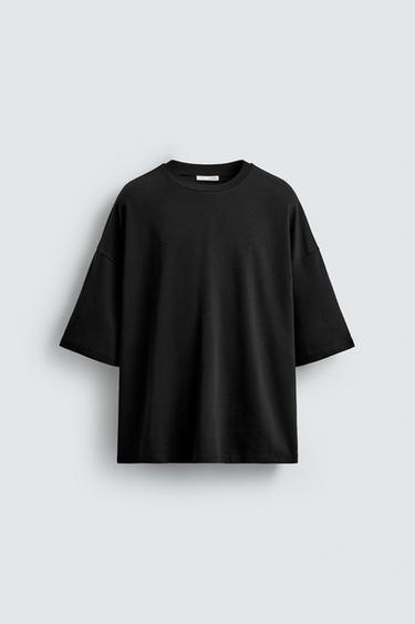 T-SHIRT BOXY FIT EFFET NÉOPRÈNE - Noir de Zara
