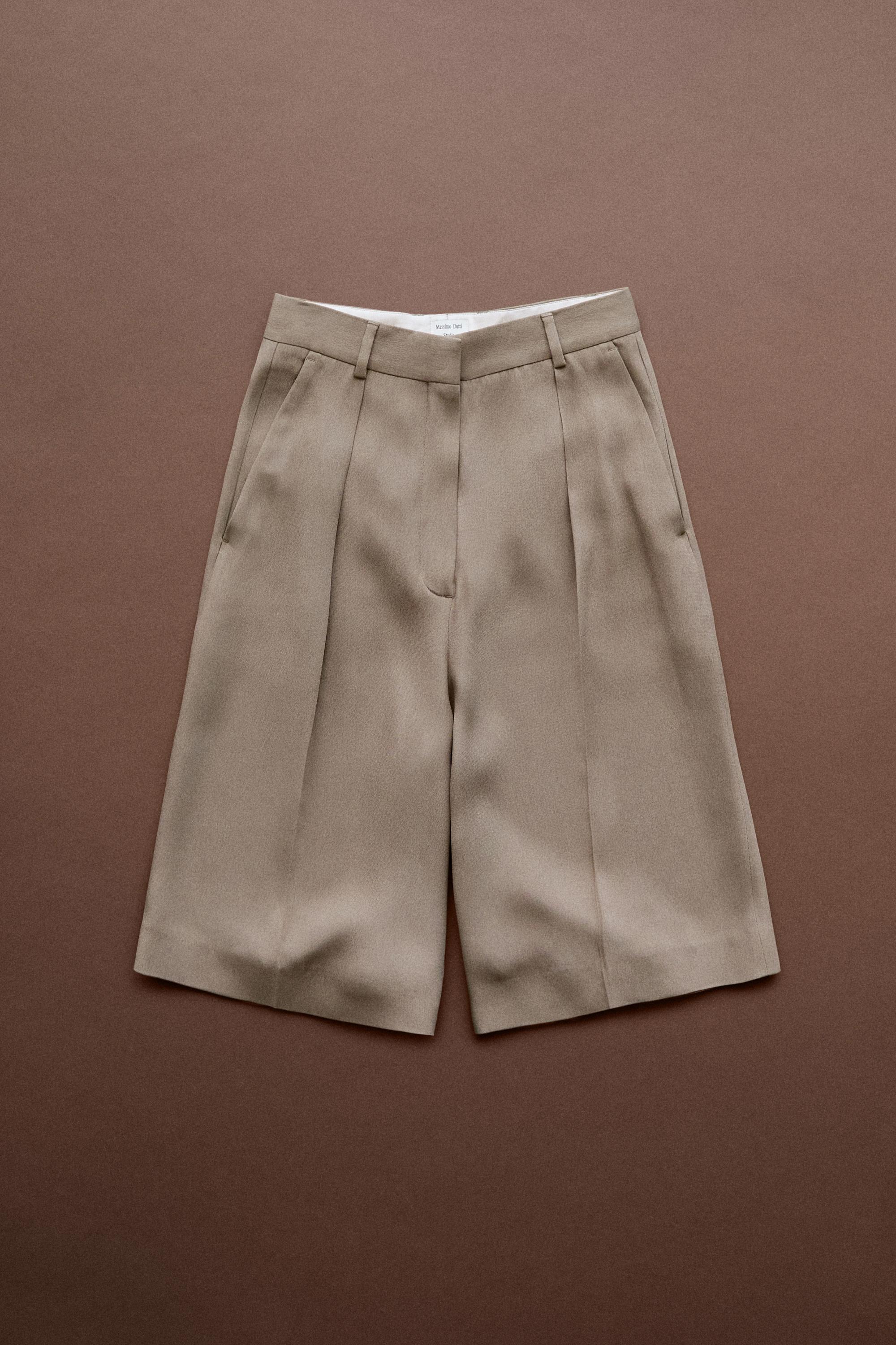 Long darted Bermuda shorts - STUDIO — Stone