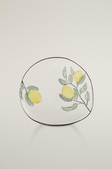 GLASS LEMON DESSERT PLATE - Yellow by Zara