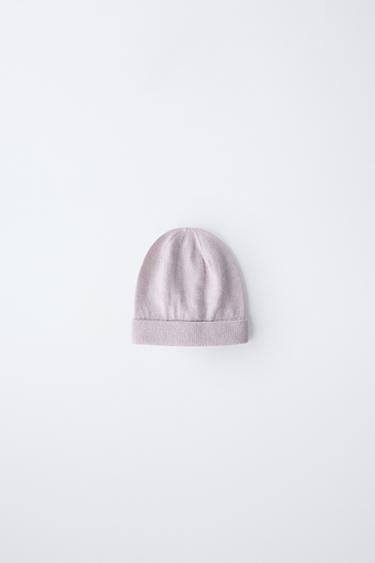 Zara SILK COTTON BEANIE - Pink marl