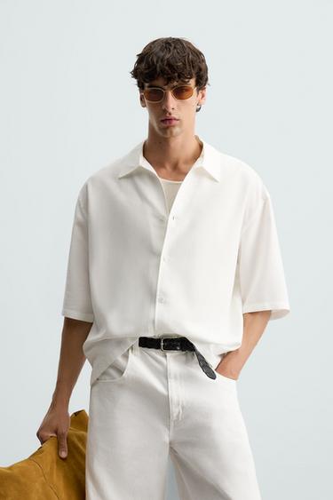 Zara RELAXED FIT FLUID SHIRT - White