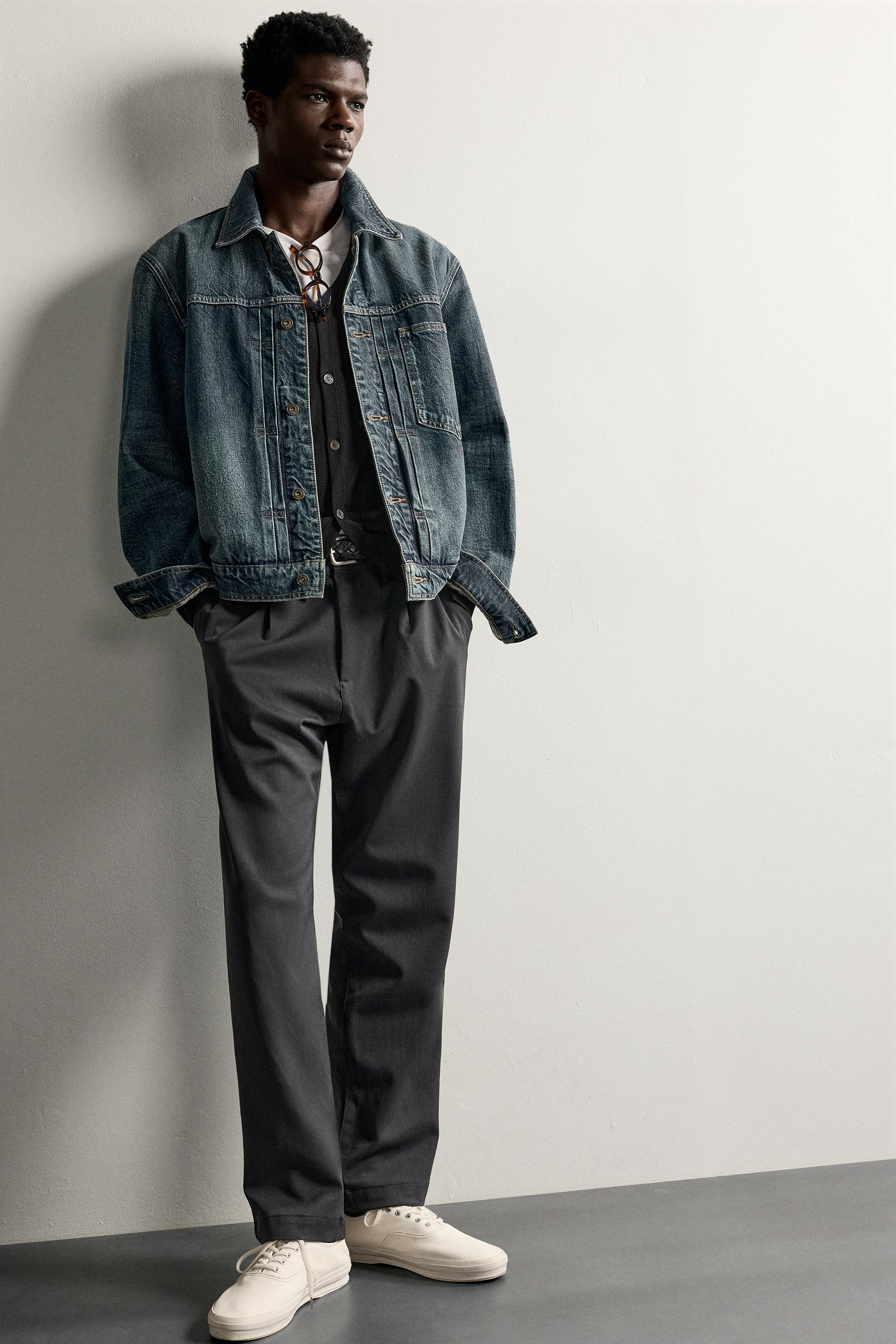 RELAXED FIT PLEATED TROUSERS — Anthracite grey