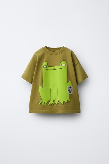 Zara FROG PRINT T-SHIRT - Khaki